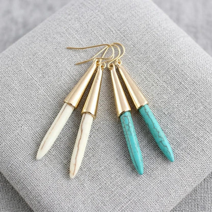 Gemstone Spike Drop Earrings