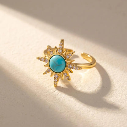Turquoise Sunburst Open Ring