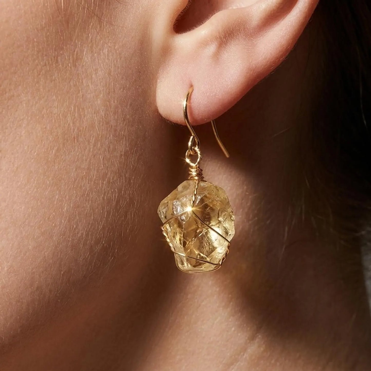 Raw Stone Drop Earrings