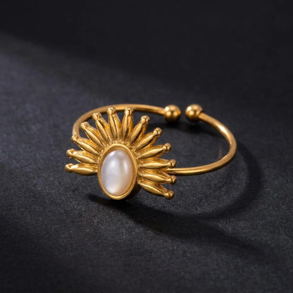 Pearl Sunburst Open Ring
