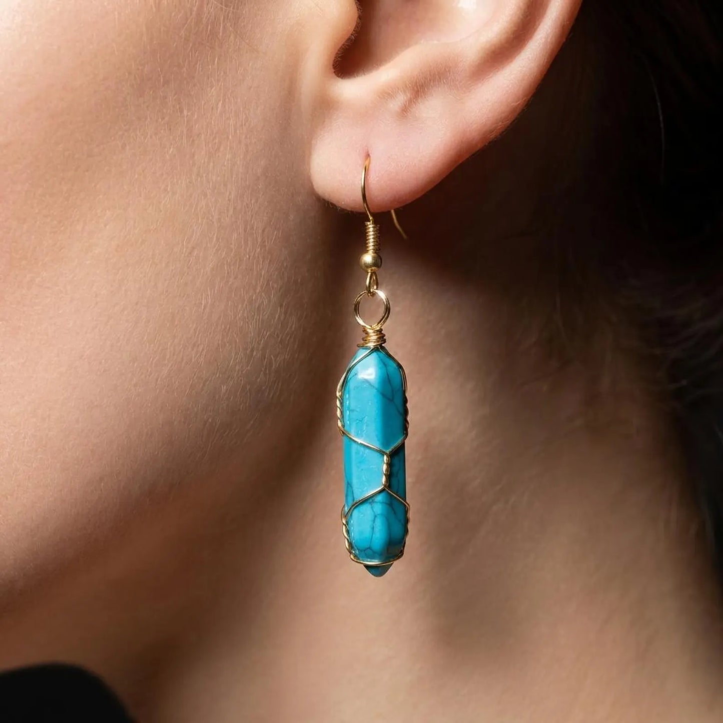 Wire Wrapped Point Earring