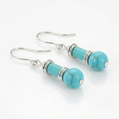 Turquoise Cylinder & Sphere Drop Earrings