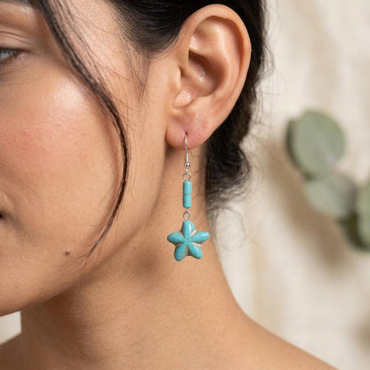 Carved Turquoise Starfish Drop Earrings
