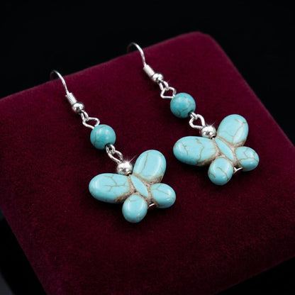Carved Turquoise Butterfly Earrings