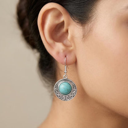 Turquoise Scroll Medallion Earrings