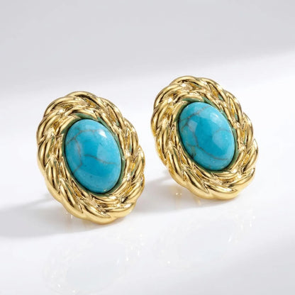 Twisted Gold Turquoise Studs