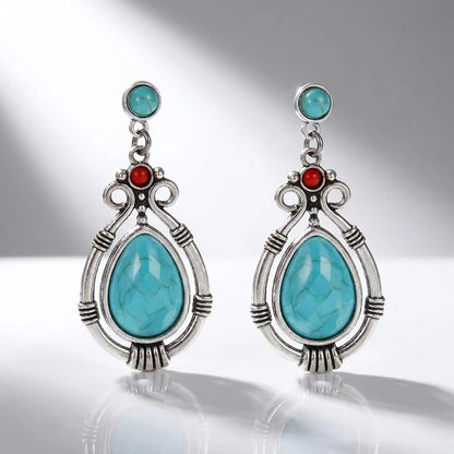 Turquoise Teardrop Silver Earrings