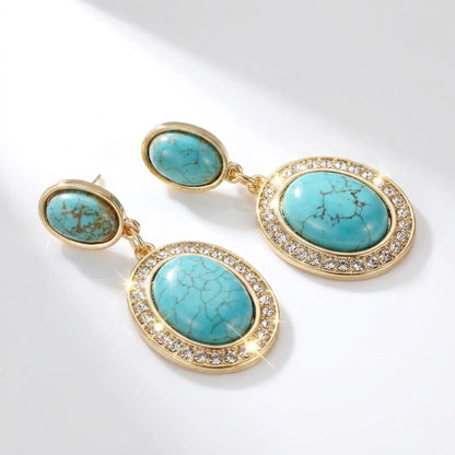 Pavé Turquoise Gold Drop Earrings