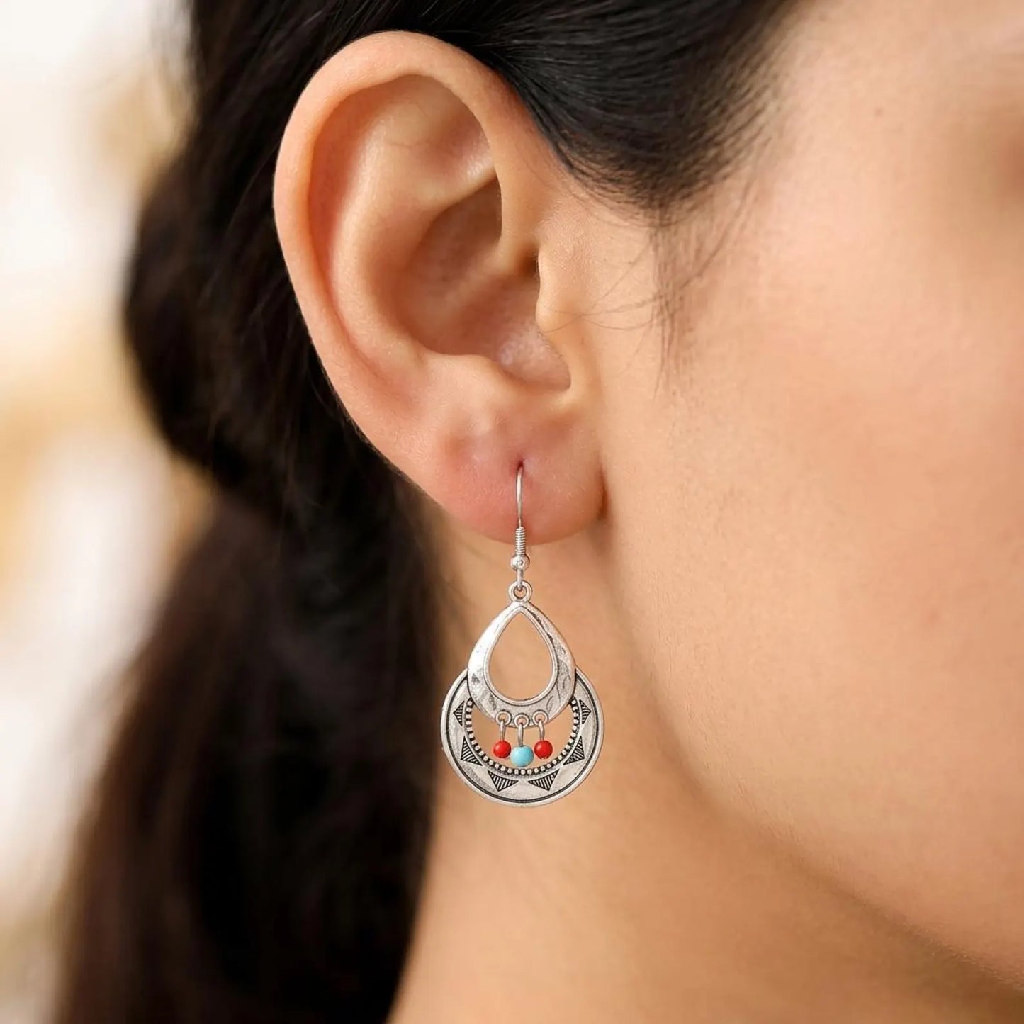 Tribal Beaded Openwork Earrings