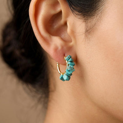 Turquoise Raw Gemstone Hoops