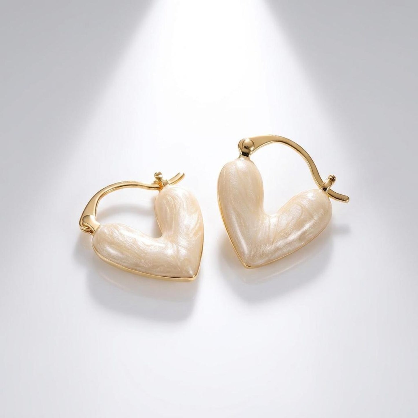 Pearl Heart Huggie Earrings
