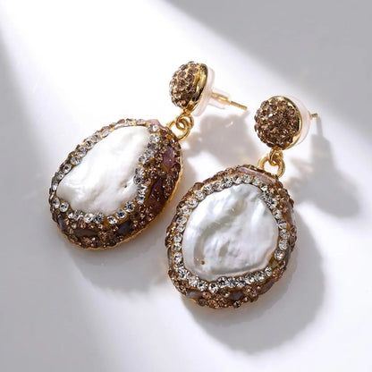 Pavé Baroque Pearl Earrings