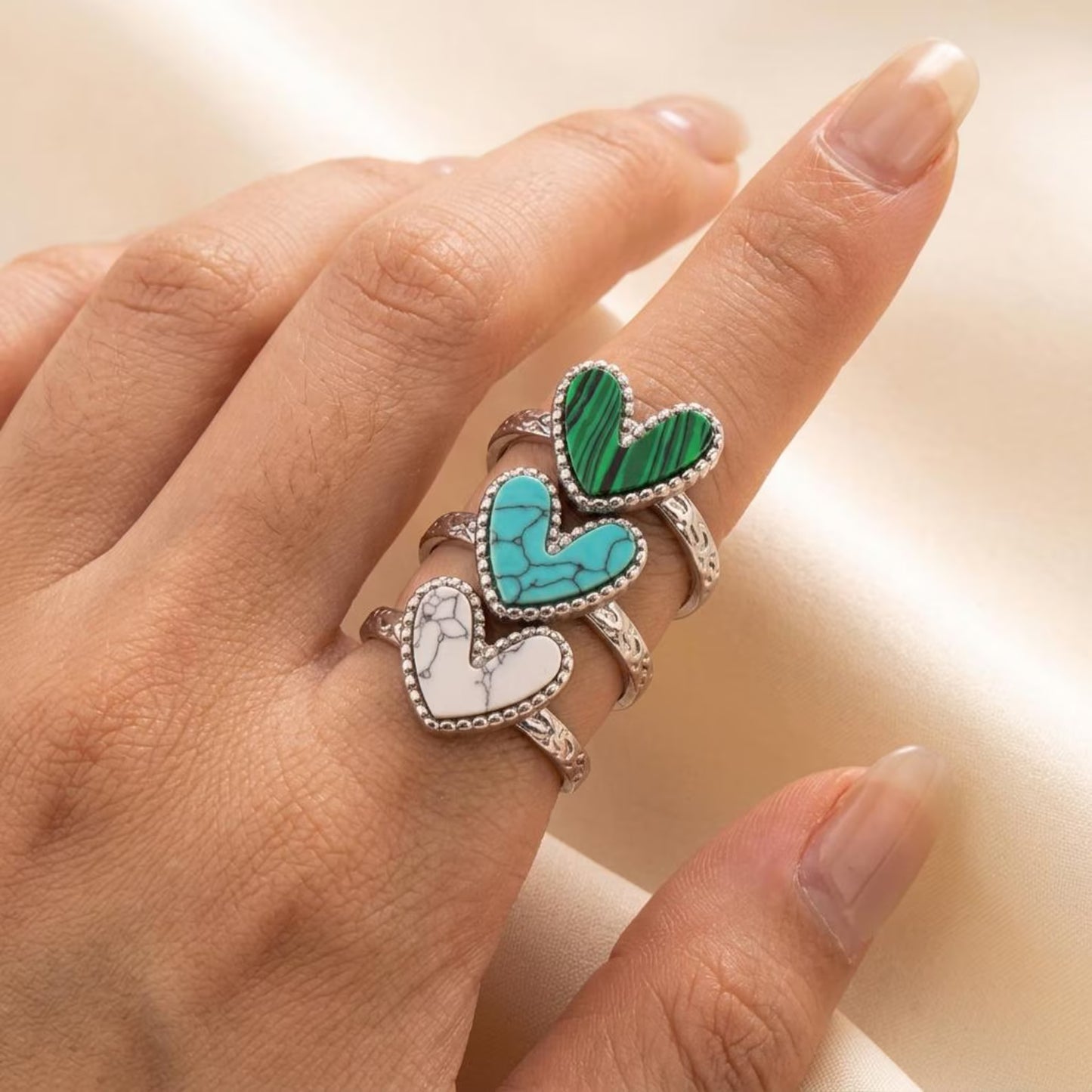 Gemstone Heart Ring
