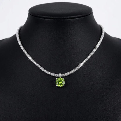 Solitaire Peridot Mesh Necklace