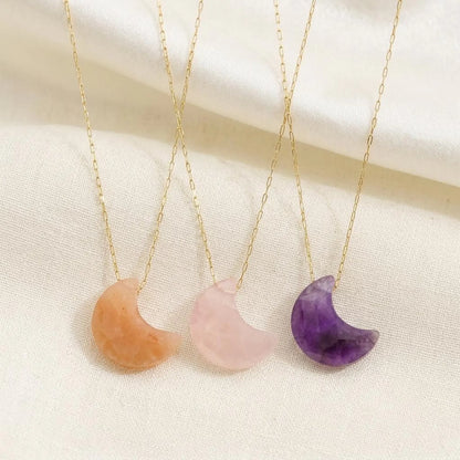 Gemstone Crescent Moon Necklace