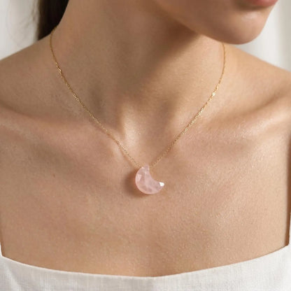 Gemstone Crescent Moon Necklace