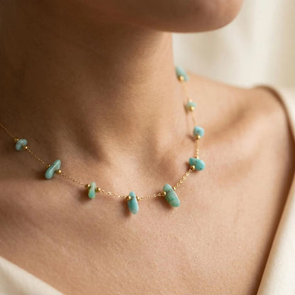 Turquoise Chip Station Necklace