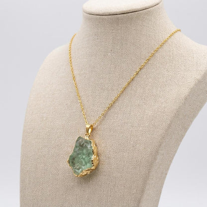 Raw Green Fluorite Necklace