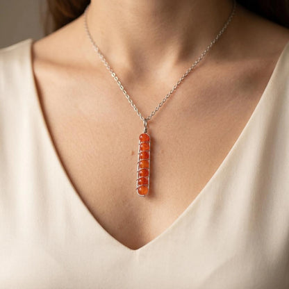 Carnelian Wire Bar Necklace