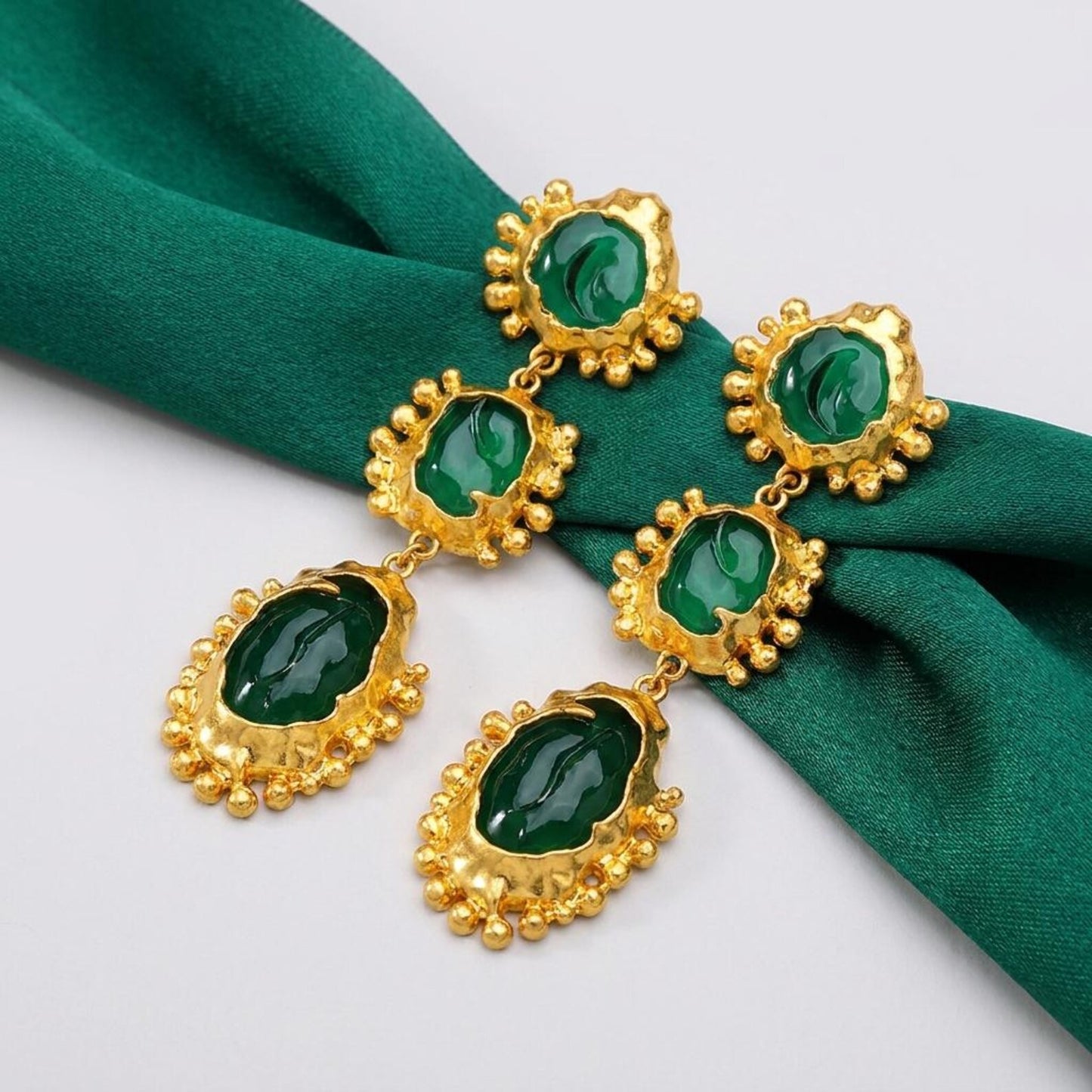 Glass Cabochon Drop Earrings