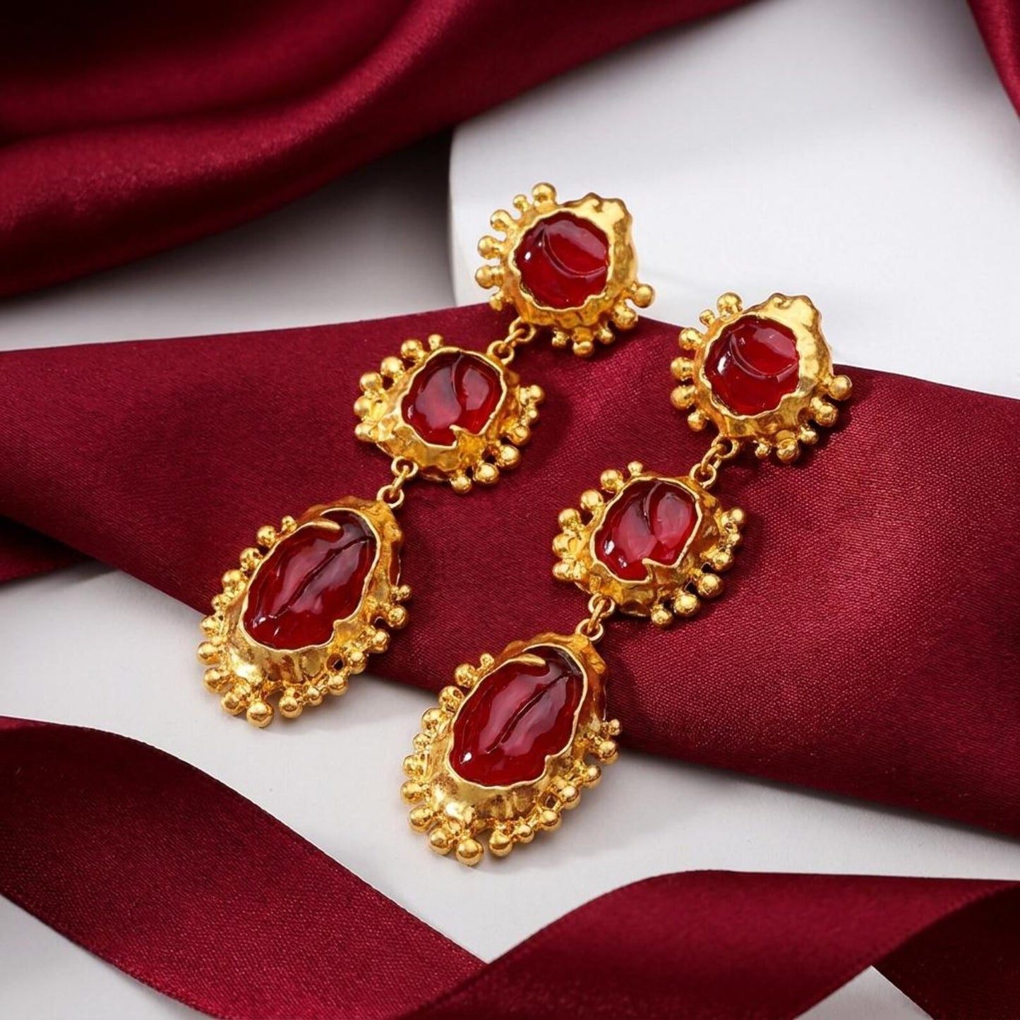 Glass Cabochon Drop Earrings