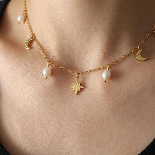 Hammered Celestial Pearl Necklace