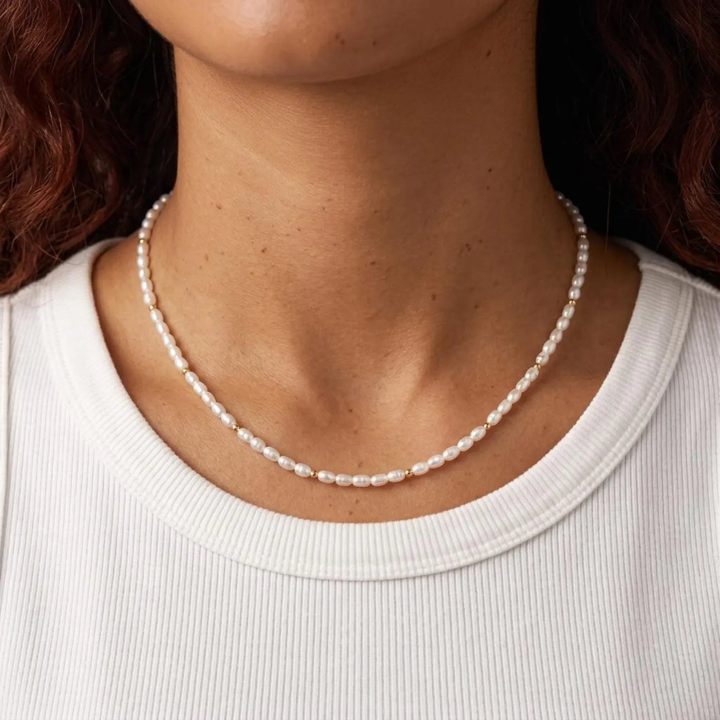 Rice Pearl Gold Necklace