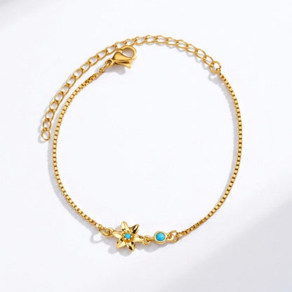Turquoise Floral Gold Bracelet