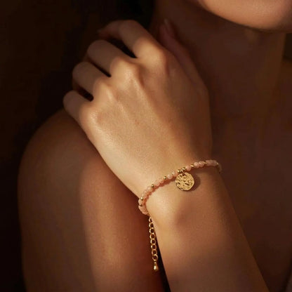 Peach Sunstone Disc Bracelet