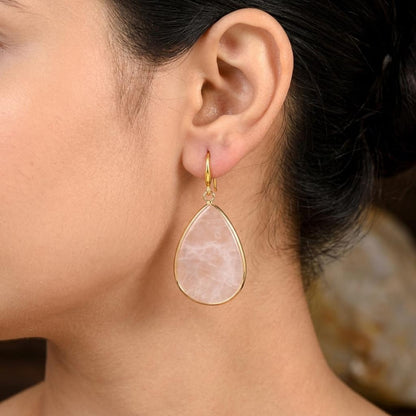 Rose Quartz Teardrop Earrings