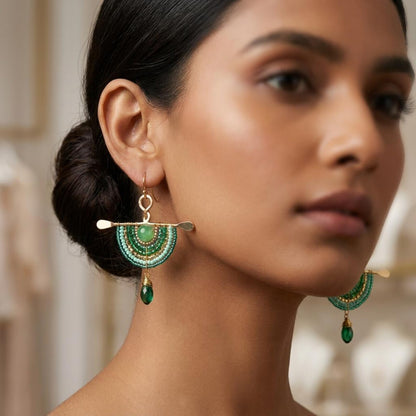 Beaded Fan Earrings