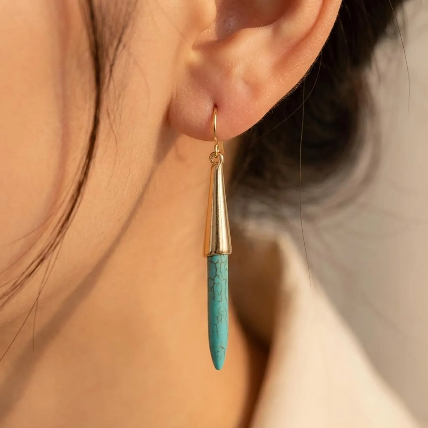 Gemstone Spike Drop Earrings