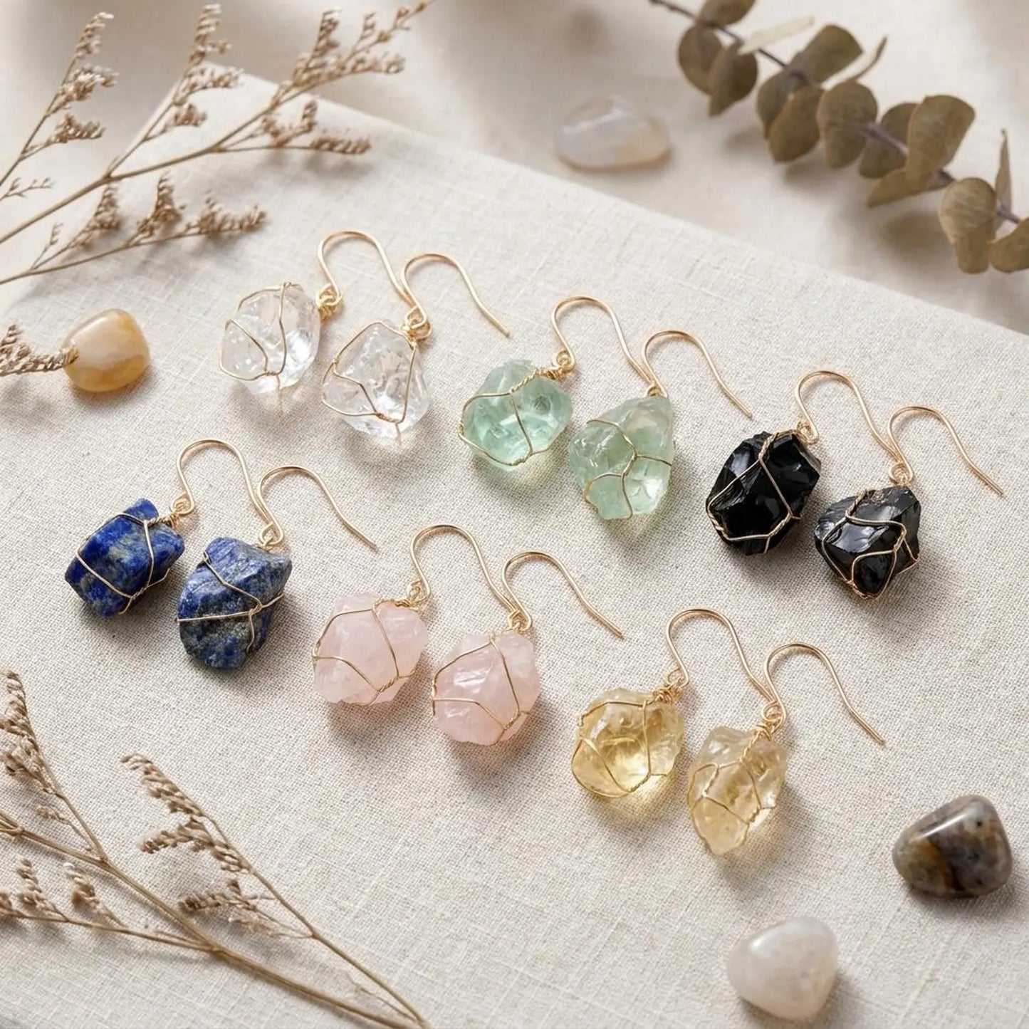 Raw Stone Drop Earrings