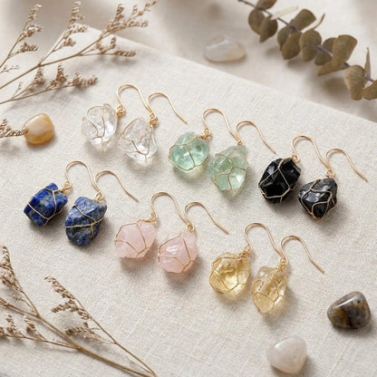 Raw Stone Drop Earrings