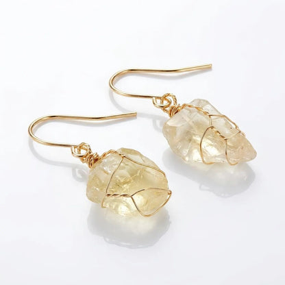 Raw Stone Drop Earrings