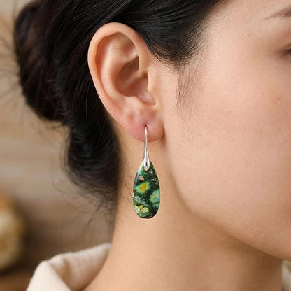 Green Impression Jasper Teardrop Earrings