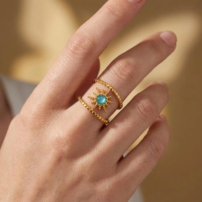 Sunburst Gemstone Open Ring