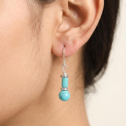 Turquoise Cylinder & Sphere Drop Earrings