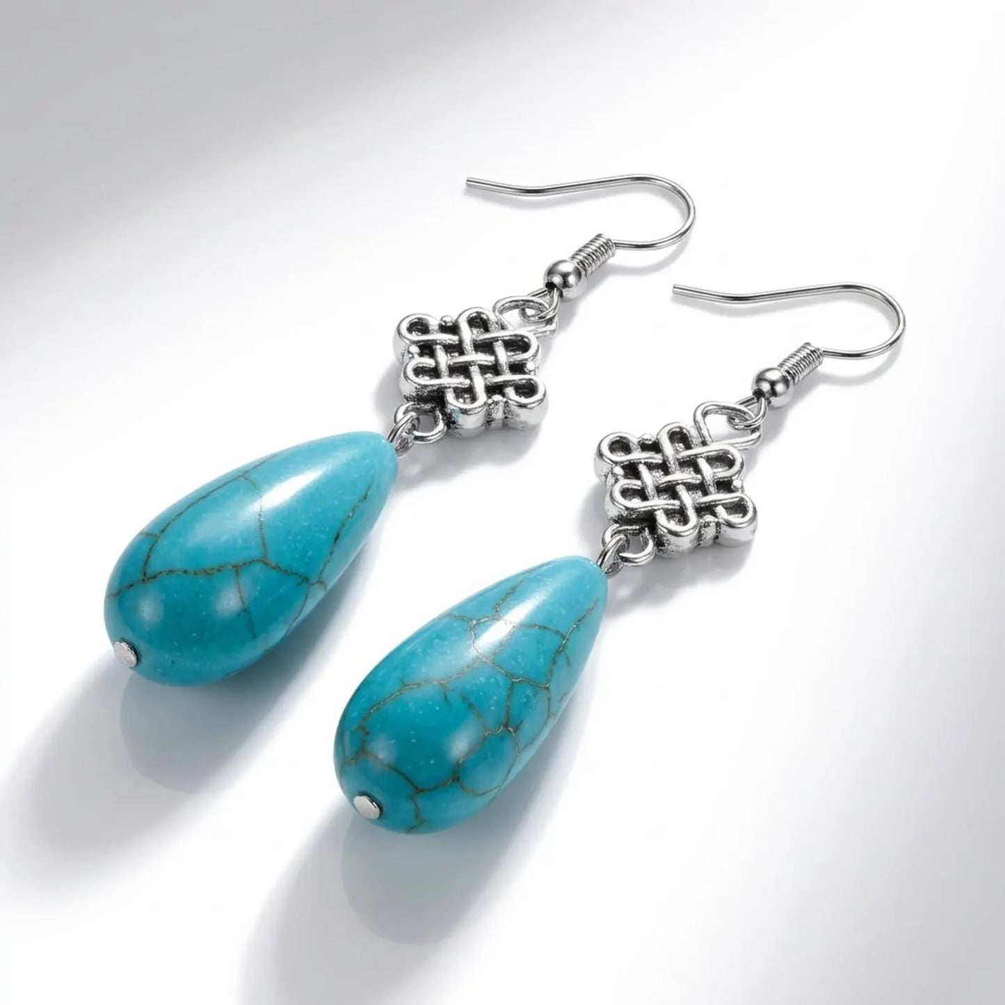 Turquoise Celtic Knot Drop Earrings