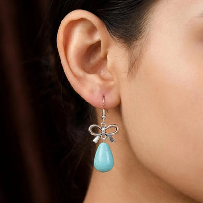 Turquoise Bow Teardrop Earrings