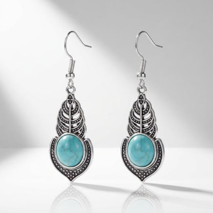 Turquoise Feather Drop Earrings