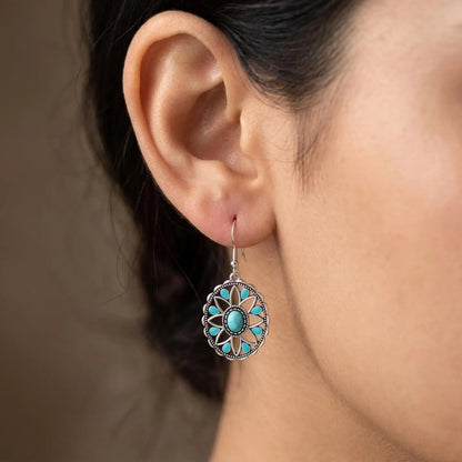 Turquoise Flower Medallion Earrings
