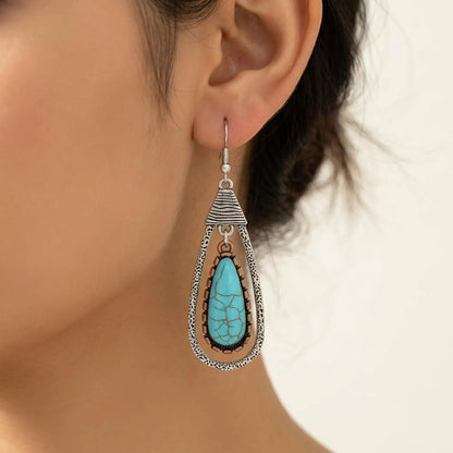 Turquoise Framed Teardrop Earrings