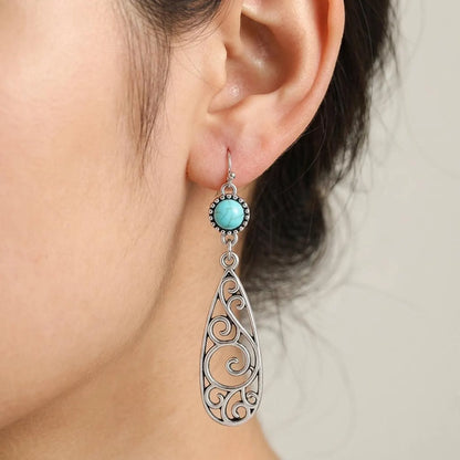 Turquoise Filigree Teardrop Earrings
