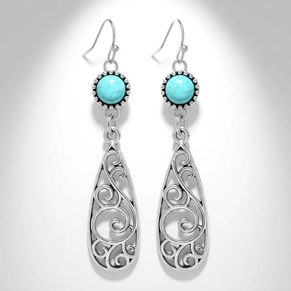 Turquoise Filigree Teardrop Earrings