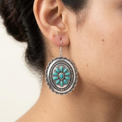 Oval Turquoise Concho Earrings