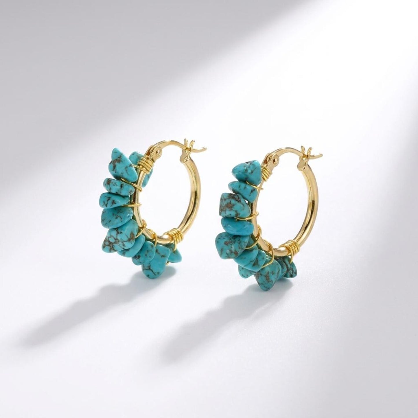 Turquoise Raw Gemstone Hoops