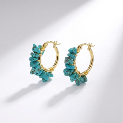 Turquoise Raw Gemstone Hoops