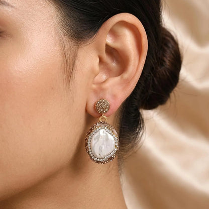 Pavé Baroque Pearl Earrings