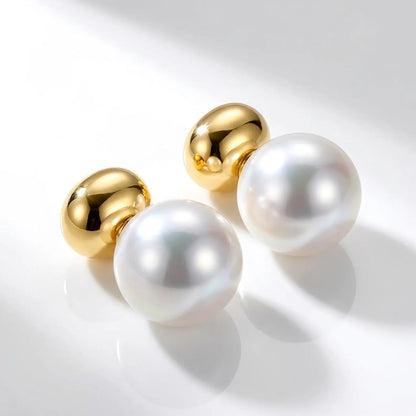 Gold Cap Pearl Earrings